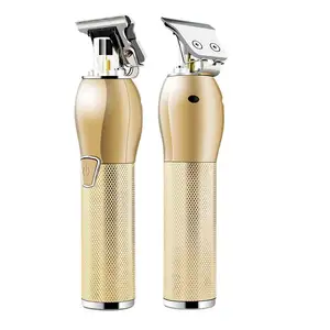 Gold Electric Battery Metal 3.7V Type C Professional T Blade Cutting Shaving Machine Cordless Hair Trimmer for Men