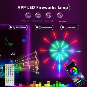 Lumières LED solaires en forme de feux d'artifice, contrôle intelligent par application, mode musique, guirlandes lumineuses, décoration de jardin extérieure, étanche - Product Image 1