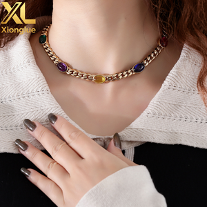 Collier en or 18 carats avec rubis, style hip-hop, chaîne cubaine, argent poli S925, rubis de laboratoire, tendance européenne et américaine, collier exquis - Product Image 3