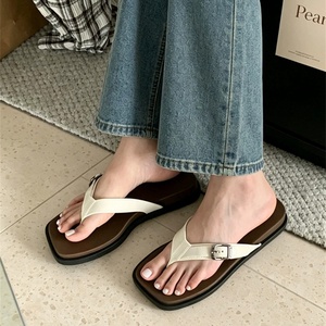 XIXITIAO Sandalias de Playa para Mujer, de Lujo, con Suela Gruesa, Punta Cuadrada, Chanclas de Verano, con Tacón de Cuña, Casuales, para Vacaciones - Product Image 1