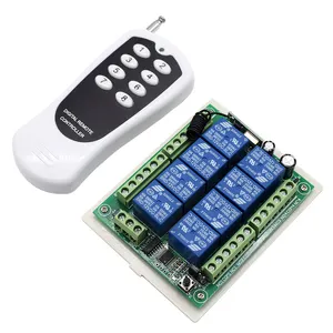 Module de relais récepteur de commutateur à distance sans fil DC 12V 24V 8CH et émetteur RF haute puissance de télécommandes 433MHz à 8 boutons