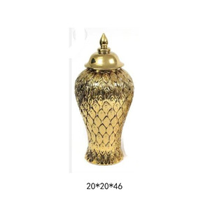 Vase en céramique créatif Factory Direct, vase à fleurs de luxe doré pour la maison et les mariages, pots à gingembre pour la table d'hôtel - Product Image 5