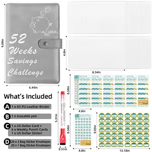 Hot selling product a5 binder budget planner 52 week envelope saving challenge with logo photocard binder cash binder notebook