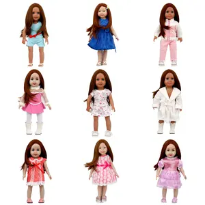 Бесплатная доставка в США, красная, синяя, розовая, 18 дюймов, американская кукла, одежда, украшения, аксессуары, детское хлопковое Кукольное платье