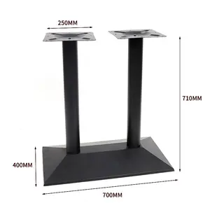 Base de aço para mesa de jantar, coluna dupla, pernas altas, base de estampagem inferior retangular, tamanho diferente