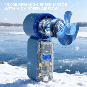 พัดลมมือถือความเร็วสูง เงียบ พร้อมไฟ LED แสดงผลแบบดิจิตอล แรงลมทรงพลัง ขนาดพกพา ใช้พลังงานจากแบตเตอรี่ USB สำหรับใช้ในรถยนต์และกลางแจ้ง ทำจากพลาสติก - Product Image 4