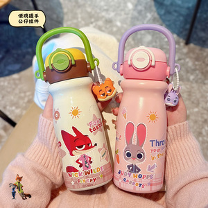 Zootopia Stainless Steel <b>Thermos</b> For Kids With Handle Portable Cartoon Water <b>Bottle</b> 500Ml School Use - Product Image 1