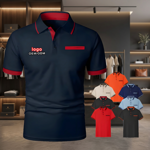 T-shirt de golf en coton tricoté uni noir à manches courtes, coupe ajustée pour homme, anti-boulochage, avec logo personnalisé OEM, vente en gros - Product Image 3