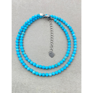 Collar de Turquesa Facetada, Joyería Delicada con Piedras Preciosas, Cuentas Microfacetadas, Collar de Cristal, Joyería Minimalista, Pequeña Piedra Preciosa - Product Image 1
