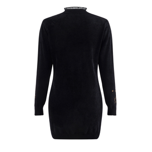 2024 femmes confortable <span class=keywords><strong>noir</strong></span> printemps demi-hauteur col rond <span class=keywords><strong>pull</strong></span> <span class=keywords><strong>robe</strong></span> brodé conception motif tricoté mi-longueur <span class=keywords><strong>robe</strong></span> - Product Image 2