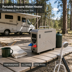 Chauffe-eau <span class=keywords><strong>portable</strong></span> au <span class=keywords><strong>gaz</strong></span> propane Zentopia 6KW 3L sans réservoir, instantané à la demande pour cabane hors réseau, chasse, pêche, camping, douche - Product Image 1
