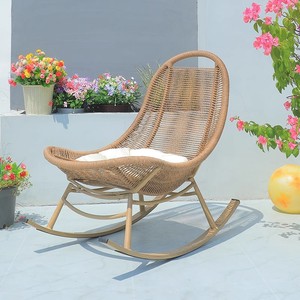 Fauteuil à bascule pour adultes en aluminium, design moderne et minimaliste, confortable, inclinable, pour balcon, cour, maison, meubles d'extérieur - Product Image 6