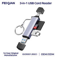 Lecteur de cartes et clé USB gris sidéral 3-en-1 double port A+C, modèle à branchement direct, double lecteur de cartes, externe 170 Mo/s