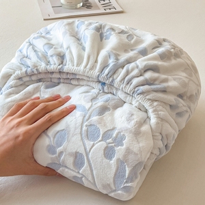Vải Nhung Được Trang Bị Tấm Mềm Mại Đàn Hồi Trải Giường Nệm Bìa Sheets Cho Giường Bảo Vệ Mùa Đông Ấm Áp <span class=keywords><strong>Flannel</strong></span> Phù Hợp Tấm Thiết Lập - Product Image 6
