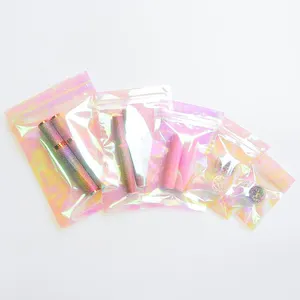 Bolsas pequeñas de plástico con cierre de cremallera, regalo de joyería rosa, venta al por mayor