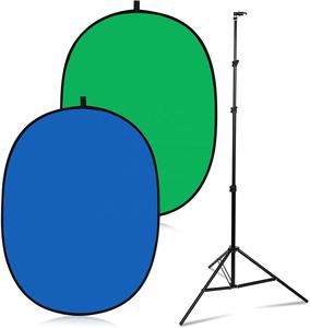 5 X 6.5ft Portable Debout Peint À La Main Polyester Pliable <span class=keywords><strong>Greenscreen</strong></span> 2in1 Bleu Écran Toile De Fond Studio Photo Arrière-plans - Product Image 2