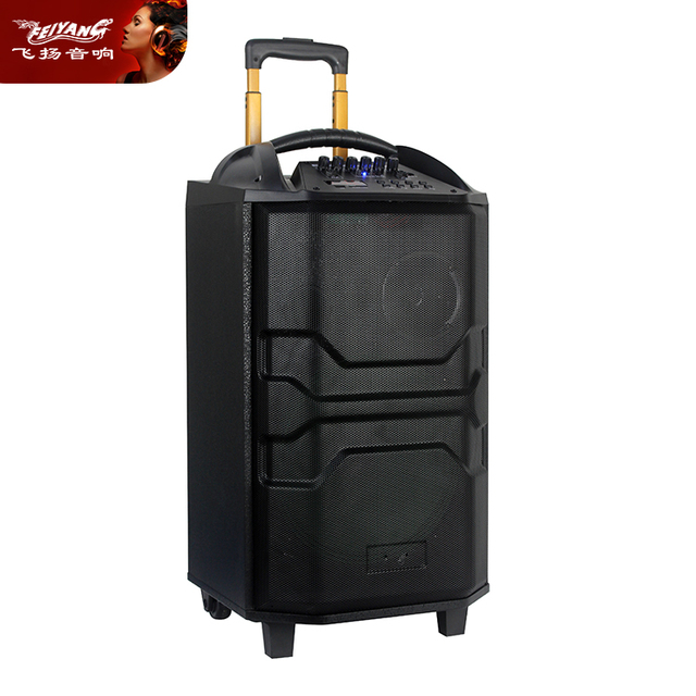 MIC Street Dancing Mobile PORTABLE Wooden Multimedia Single 12 Inch Movable BT ACTIVE DJ PA Karaoke KARAOKE Audio Loud Speaker