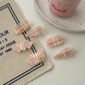 Jiamu estilo coreano Ins serie Rosa Color caramelo a cuadros pinzas para el cabello accesorios para mujeres niñas adolescentes dulce Duckbill horquillas - Product Image 3