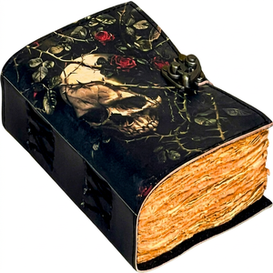 Skull Roses Embossed Mini Leather Planner <b>Diary</b> Sewing Binding Thermal Binding Brass C <b>Lock</b> 60 Sheets Eco-Friendly Gift Pencil - Product Image 1