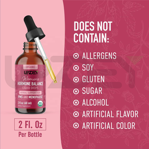 Gotas líquidas de equilibrio de hormonas orgánicas para mujeres con Black Cohosh Chasteberry y ortiga urticante Menopasia, sofocos y alivio del período - Product Image 3
