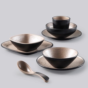 A5 <b>Melamine</b> Japanese Hot Pot Restaurant Tableware Set (4 Pieces) - Imitation Porcelain Bowls, Dishes, Cups, and Spoons - - Product Image 2