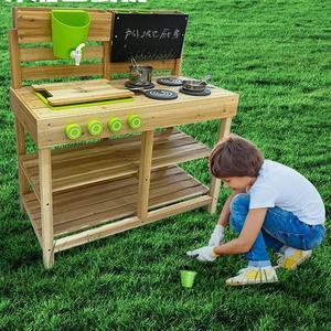 Eibele Kinder Holz Rollenspiel Familie Outdoor Küche Haus spielen Schlamm Set Spiel Pädagogisches Kochs pielzeug für Jungen Mädchen - Product Image 1