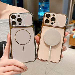 Original Converted Camera Glass Magnetic Phone <b>case</b> for iPhone 17 16 15 14 Pro Max Laser Electroplated Lens Textured Back Cover - Product Image 2