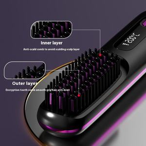 Peigne chauffant électrique LCD <span class=keywords><strong>en</strong></span> céramique sans fil portable à ions négatifs, <span class=keywords><strong>brosse</strong></span> à lisser rechargeable - Product Image 5