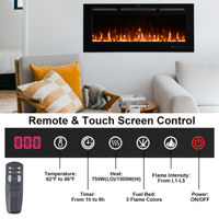 Cheminée électrique murale LED Luxstar 84 pouces avec télécommande tactile, thermostat réglable et protection contre la surchauffe pour la maison