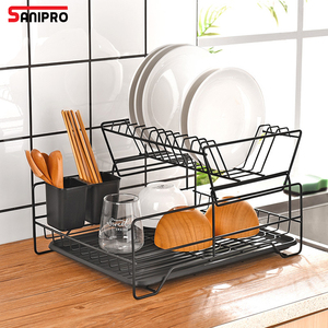 SANIPRO, organizador desmontable, estante <span class=keywords><strong>de</strong></span> almacenamiento, bandeja <span class=keywords><strong>de</strong></span> goteo <span class=keywords><strong>de</strong></span> dos capas, soporte para utensilios, <span class=keywords><strong>escurridor</strong></span> <span class=keywords><strong>de</strong></span> vajilla, <span class=keywords><strong>escurridor</strong></span> <span class=keywords><strong>de</strong></span> <span class=keywords><strong>platos</strong></span> para Cocina - Product Image 1