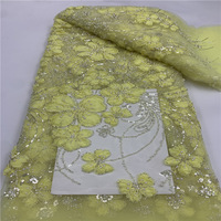 Nouveau style Tissu en maille de dentelle 100% polyester écologique, broderie florale à perles et sequins de style chinois, tendance