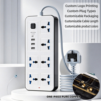 Enchufe de Carga Rápida de Alta Calidad con 6 Tomas, 3 USB y 1 Tipo C, 3 Metros, con Certificación CE ROHS