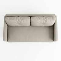 Sofa Kantor Kulit Beige Elegan Kaki Logam Hitam Sofa Minimalis Modern untuk Ruang Santai Eksekutif
