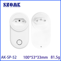 Boîtier de prise intelligente Wi-Fi standard brésilien pour prise sans fil avec bouton intégré, blanc