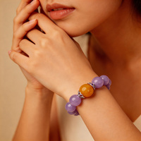 Bracelets perlés en jade violet, style chinois ancien et nouveau, élégants, violet neuf nuances, avec motif feu.