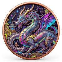 Pièce de monnaie en cuivre pur 999 de 5 oz, série Dragon de dessin animé, version graffiti, animal, couleur UV 3D, haute relief, édition de collection