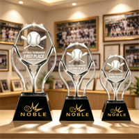 Copa de Cristal Noble con Base Negra Brillante y Doble Curva para Softbol, Texto Láser Personalizado, Recuerdo de Campeón de Liga