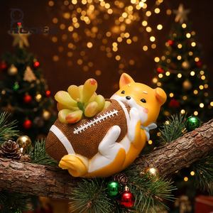 <span class=keywords><strong>Maceta</strong></span> de resina Roogo Mini Animal para suculentas, con diseño de Bulldog Francés con balón de fútbol, hecha a mano, con orificio de drenaje personalizado, temática deportiva - Product Image 3