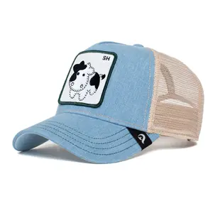 Kustom hewan bordir logo patch desainer vintage distressed bisbol suede topi trucker untuk pria