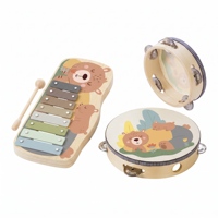 Joyful Wooden Musical Toy Set Percussion Instruments with Metal Xylophone Tambourines & Mallet Sensory Music Kit for Kids 3+