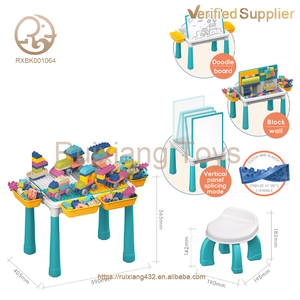 Mesa de bloques de construcción para niños, 77 piezas, juego de bloques de construcción, rompecabezas multifuncional, mesa para niños - Product Image 4
