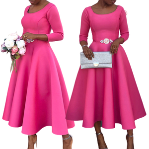 D346 Nouvelle Collection <span class=keywords><strong>Robe</strong></span> de <span class=keywords><strong>Soirée</strong></span> Élégante à Manches Longues et Ourlet Large Couleur Unie pour Femme - Product Image 1