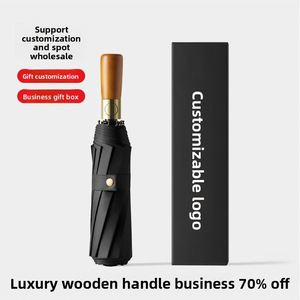 Paraguas de Negocios Totalmente Automático para Hombre, Tamaño Grande, Mango de Madera Natural, Resistente al Viento, Bloqueador de Luz, Regalos Empresariales - Product Image 3