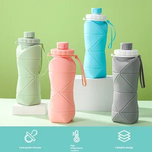 Taza de agua plegable de silicona telescópica portátil de 600ML, artículos para beber para deportes y viajes al aire libre, regalo deportivo - Product Image 4