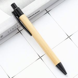 Stylo bille rétractable en bambou et bois massif écologique avec logo personnalisé, clip coloré et gravure laser – Cadeau publicitaire - Product Image 3