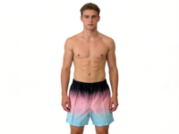 Shorts de bain dégradés pour hommes, séchage rapide, taille élastique, shorts de plage décontractés, shorts de sport