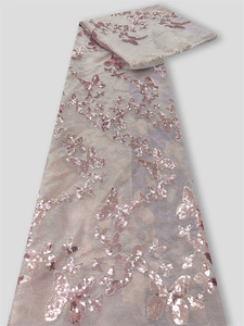 Nouveau tissu en maille à sequins papillon, <span class=keywords><strong>tulle</strong></span> transparent avec broderie de sequins, tissu brillant perlé pour robes de femmes - Product Image 3