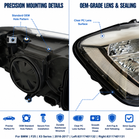 Faro Delantero Bi Xenón para BMW X3 F25 2014-2017, LED Angel Eye DRL, Doble Halo, OE 63117401131 63117401132, Ajuste Directo de Fábrica