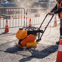 Compacteur à plaque vibrante autoporté FPC90, 90 kg, 15 kN, moteur essence Honda GX160, avec réservoir d'eau pour asphalte