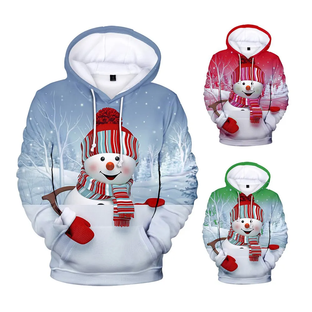 2022 New Arrival 3D all over print hoodie New Year Christmas Pullover 100% Polyester Bleached Sublimation Hoodies for men
